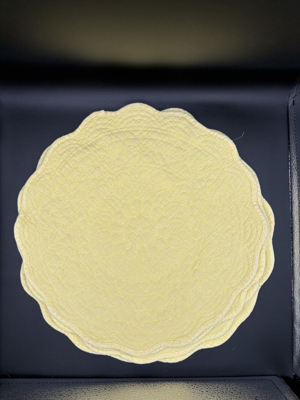 Shabby Chic Set 4 Yellow Quilted Cotton Placemats/ ****See Description ***